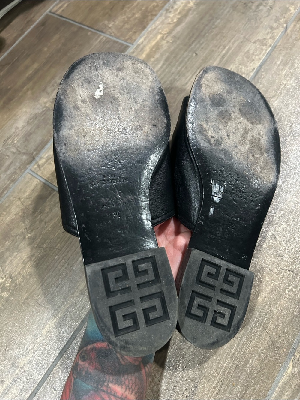 Givenchy Leather Mesh Accents Slides - Picture 6 of 6